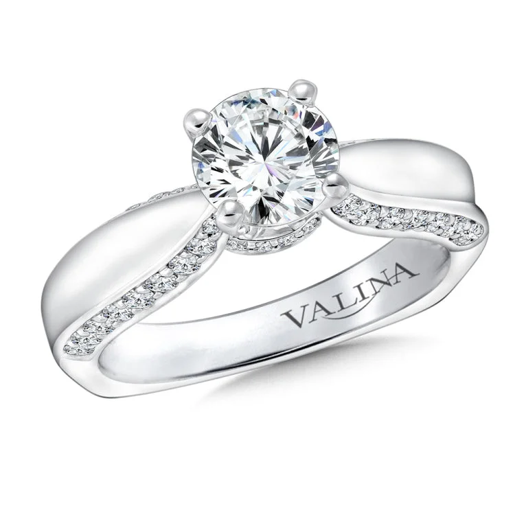 14k white gold diamond engagement ring setting that is perfect for a 1 carat center.