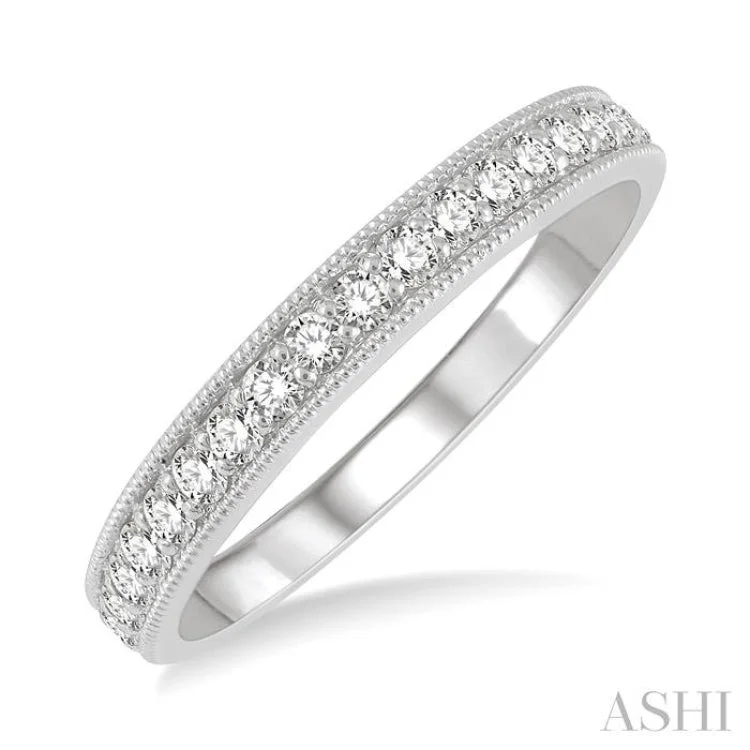 1/3 ctw Round Cut Diamond Wedding Band in 14K White Gold